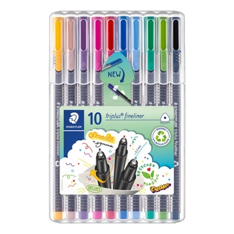 STAEDTLER Marcador Fineliner Triplus®, Ponta Superfina, Corpo Cinzento em Polipropileno, Tinta de Várias Cores