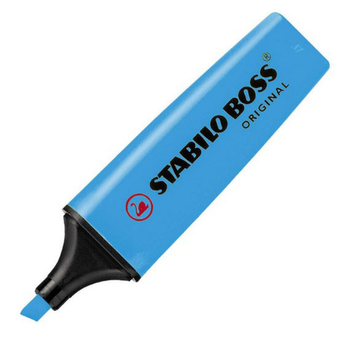STABILO Marcador Boss® Original, Ponta Biselada 2 - 5 mm, Azul Fluorescente