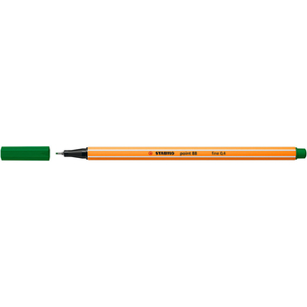 STABILO Caneta Fineliner Point 88, Ponta Fina de 0,4 mm, Corpo Laranja, Tinta Verde
