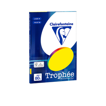 Clairefontaine Papel Impressora A4 Trophée, 80 g/m², Cores Sortidas Intensas, Pack 100 Folhas