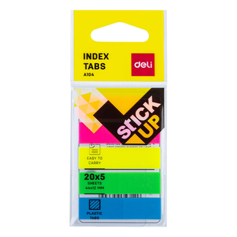 DELI Marcadores de Notas Index Stick Up EA10402, 20 x 5 Folhas, Sortido