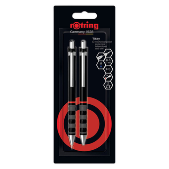 rotring Esferográfica e Lapiseira Tikky, Ponta Média de Tinta Azul, Minas de 0,5 mm, Corpo Preto