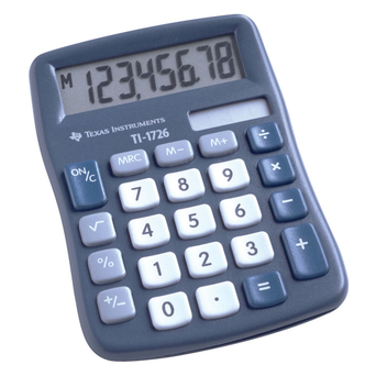 TEXAS INSTRUMENTS Calculadora de Secretária Básica TI-1726, 8 Dígitos, Azul e Branco