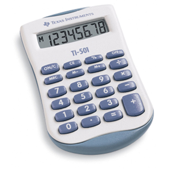 TEXAS INSTRUMENTS Calculadora de Bolso Básica TI-501, 8 Dígitos, Branco e Cinzento