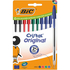 BIC Esferográfica Cristal® Stick, Ponta Média de 1 mm, Corpo Transparente, Tinta de Várias Cores: Preto, Azul, Vermelho e Verde