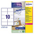 AVERY Etiquetas de Morada para Impressoras Laser, 99,1 x 57 mm, 15 Folhas, 10 Etiquetas por Folha, Autocolante, Branco
