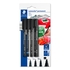 STAEDTLER Marcador Permanente Lumocolor, Pontas de Vários Tamanhos, Preto, 4 Unidades