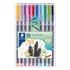 STAEDTLER Marcador Fineliner Triplus®, Ponta Superfina, Corpo Cinzento em Polipropileno, Tinta de Várias Cores