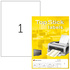 TOPSTICK Etiquetas Multiusos para Impressoras Laser e Jato de Tinta, 1 Etiqueta por Folha, 210 x 297 mm, Branco, 25 Folhas
